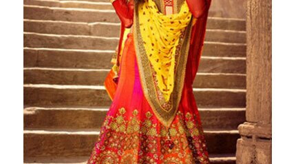 PINK AND ORANGE LEHENGAS