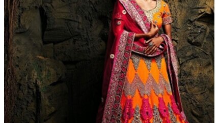 PINK AND ORANGE LEHENGAS