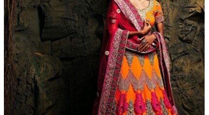 PINK AND ORANGE LEHENGAS
