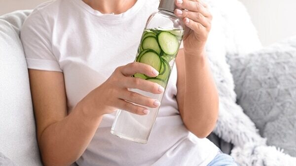 Throughout the day: 8 glasses of water