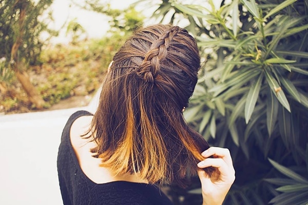 Sleek twisted half-up hairstyle
