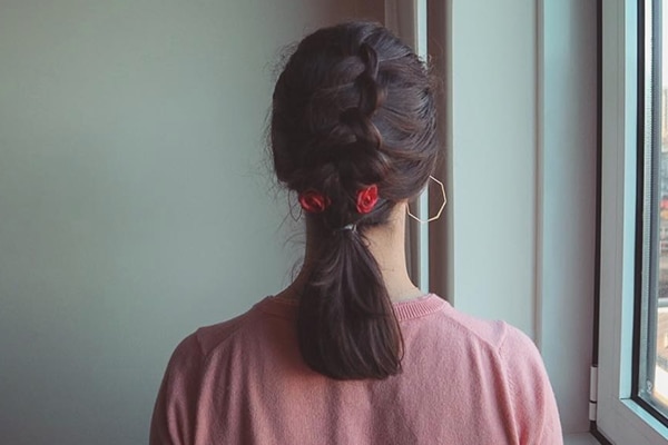 Sleek twisted half-up hairstyle