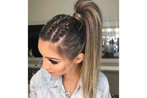 High braided ponytail