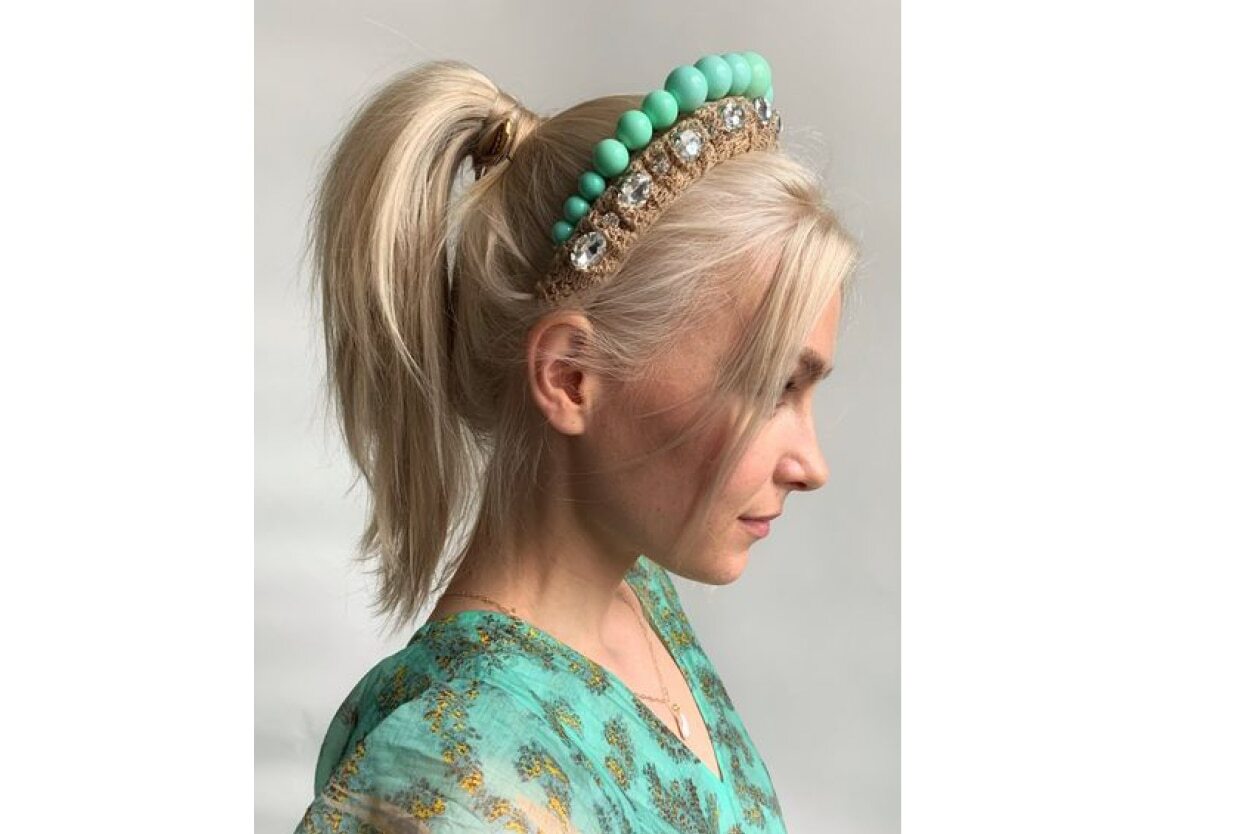 Low messy bun with knotted headband