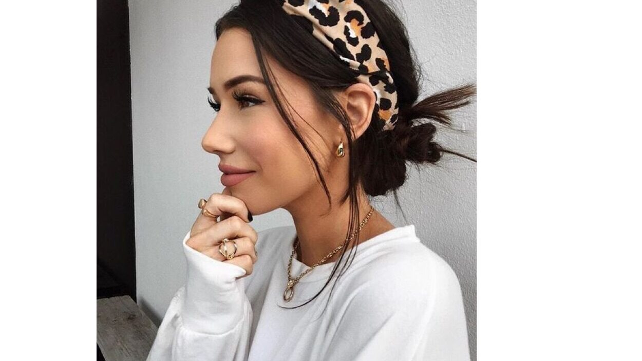 Low messy bun with knotted headband