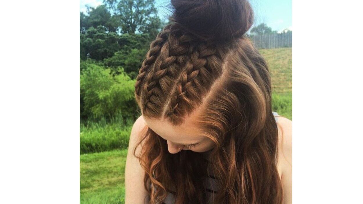 French braid with top knot