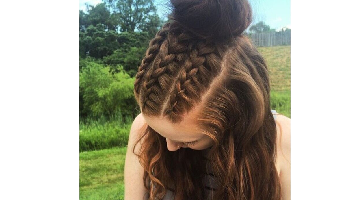 French braid with top knot