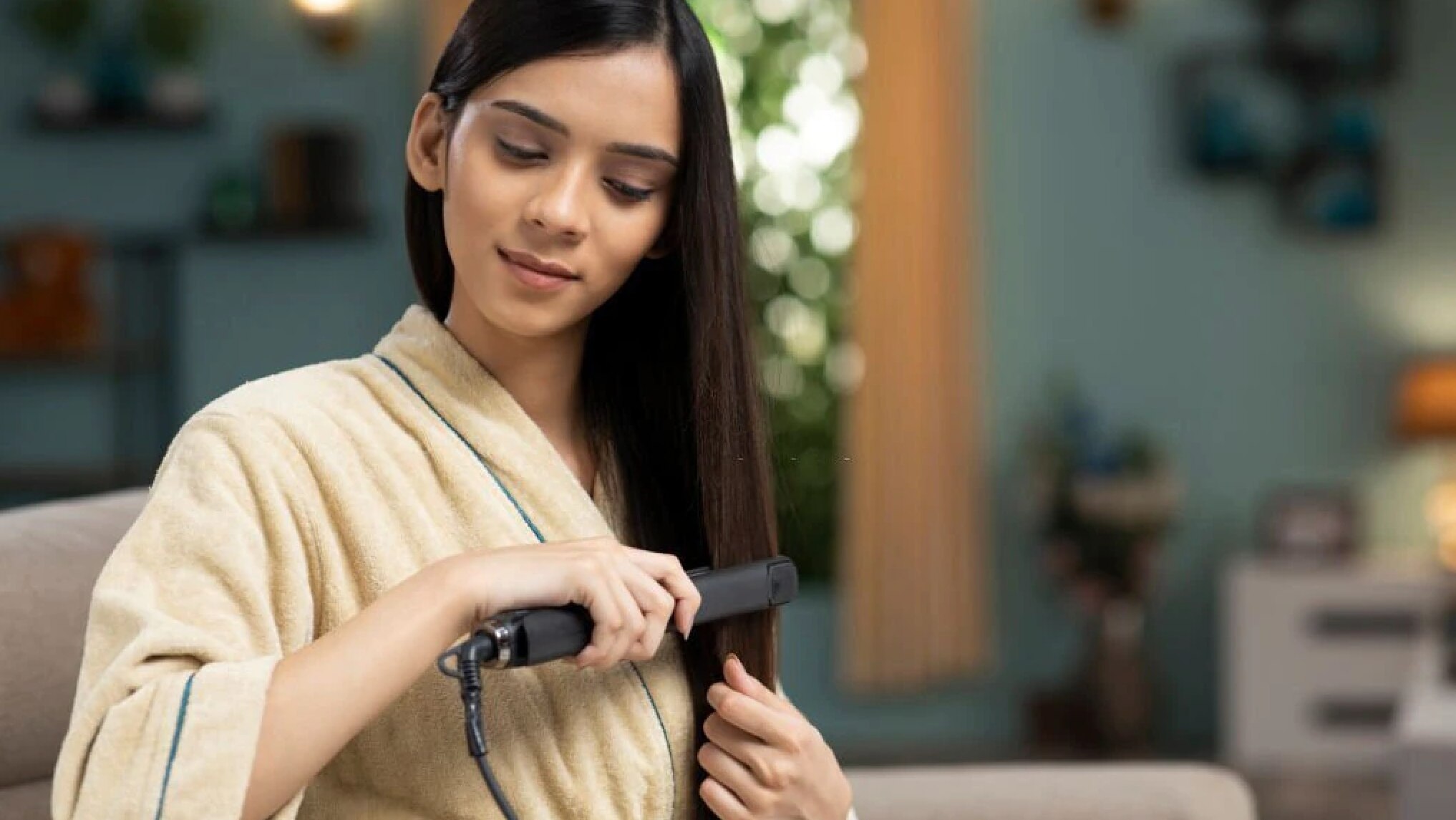 how to use a hair straightener long brown hair