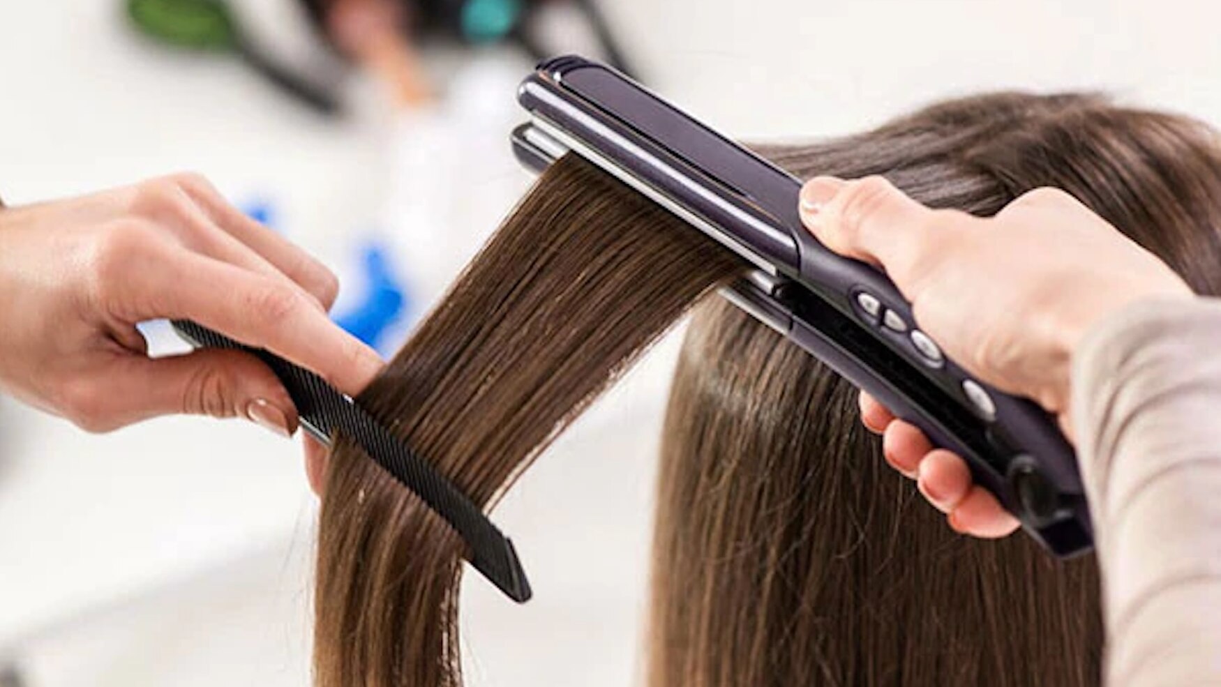 how to use a hair straightener long brown hair
