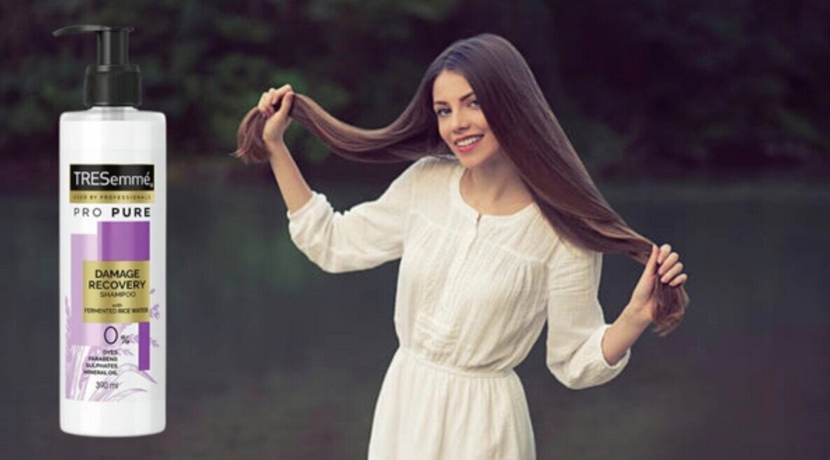 chemical free shampoo long brown curly hair woman