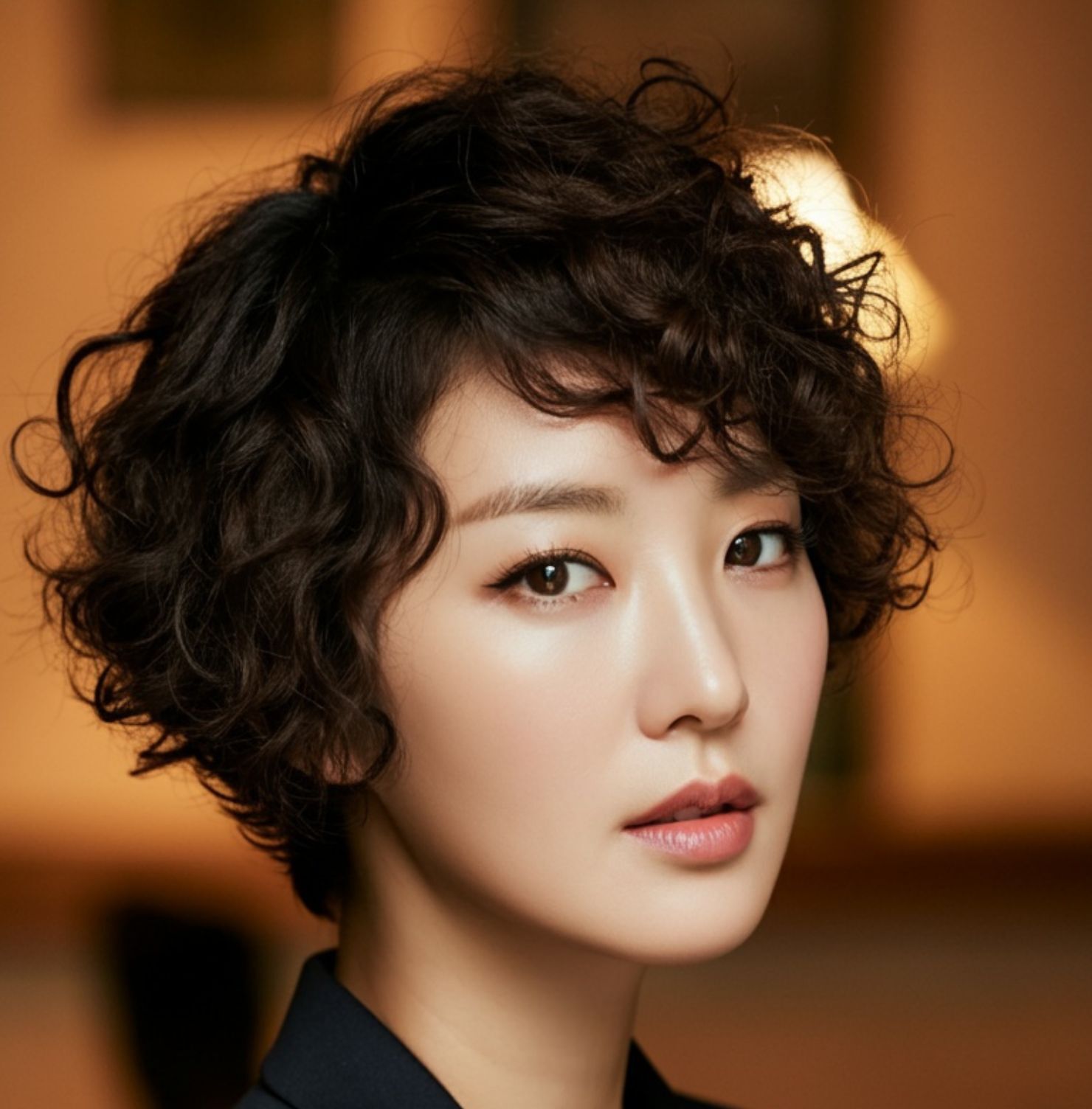 Tóc ngắn uốn xù mì