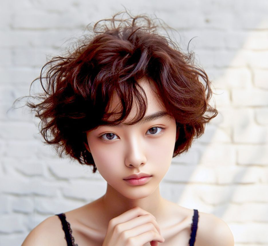 tóc xù tóc xù đánh rối chân dung cô gái trẻ chụp trên nền tường màu trắng