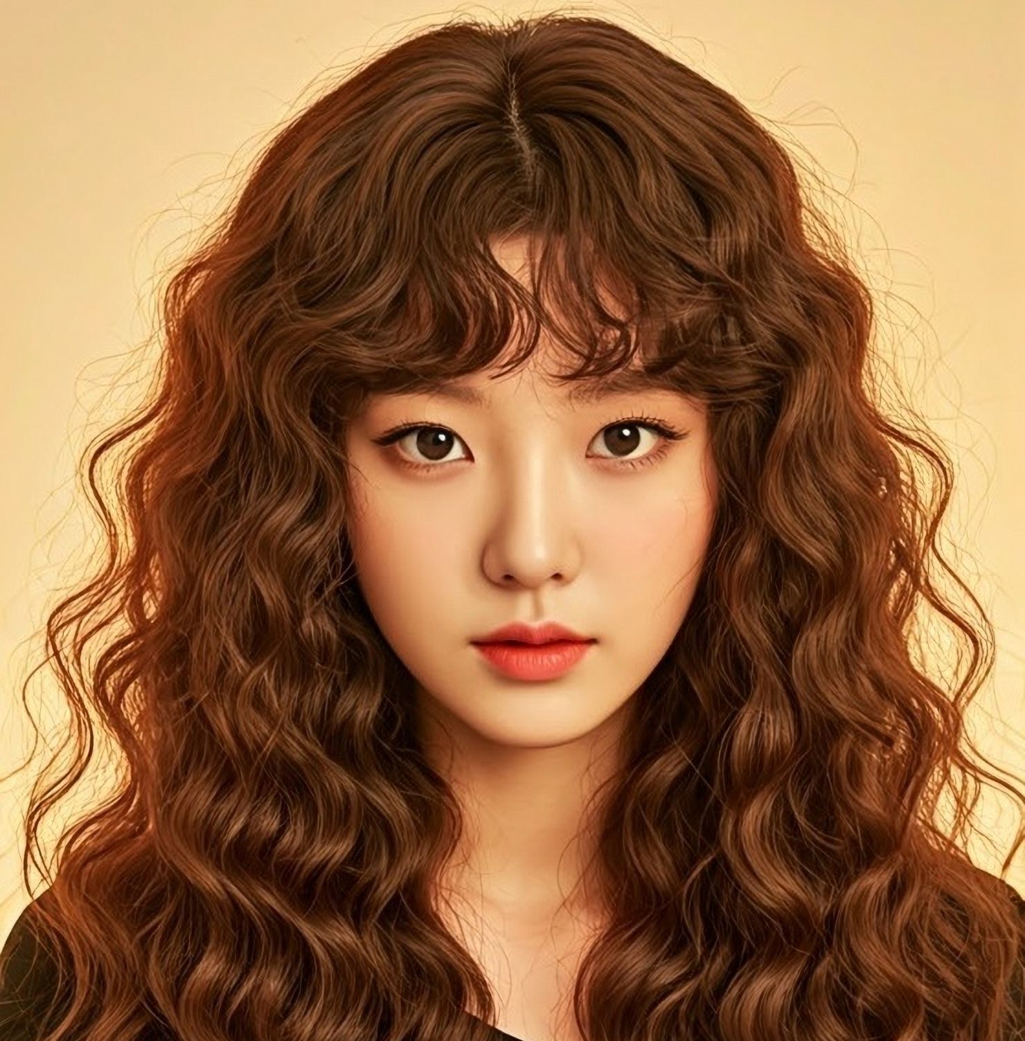 Tóc uốn xoăn xù màu nâu lạnh