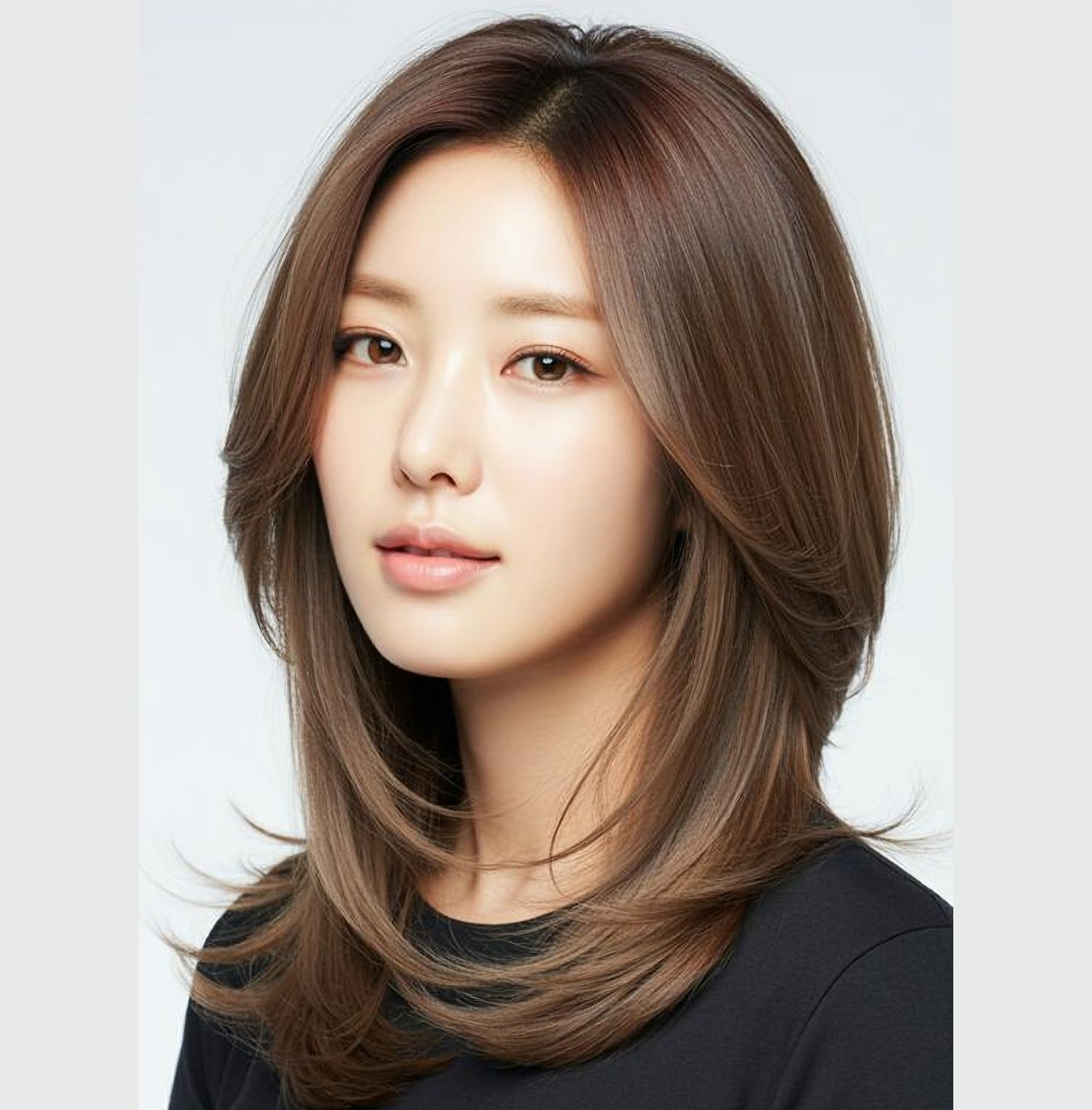 Tóc layer màu nâu lạnh