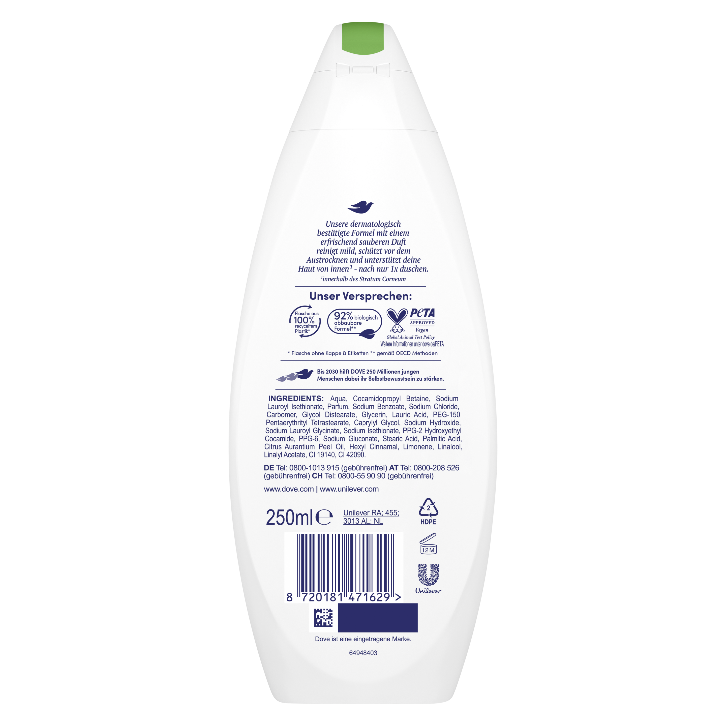 Dove Pflegedusche Erfrischend-Zart 250 ml