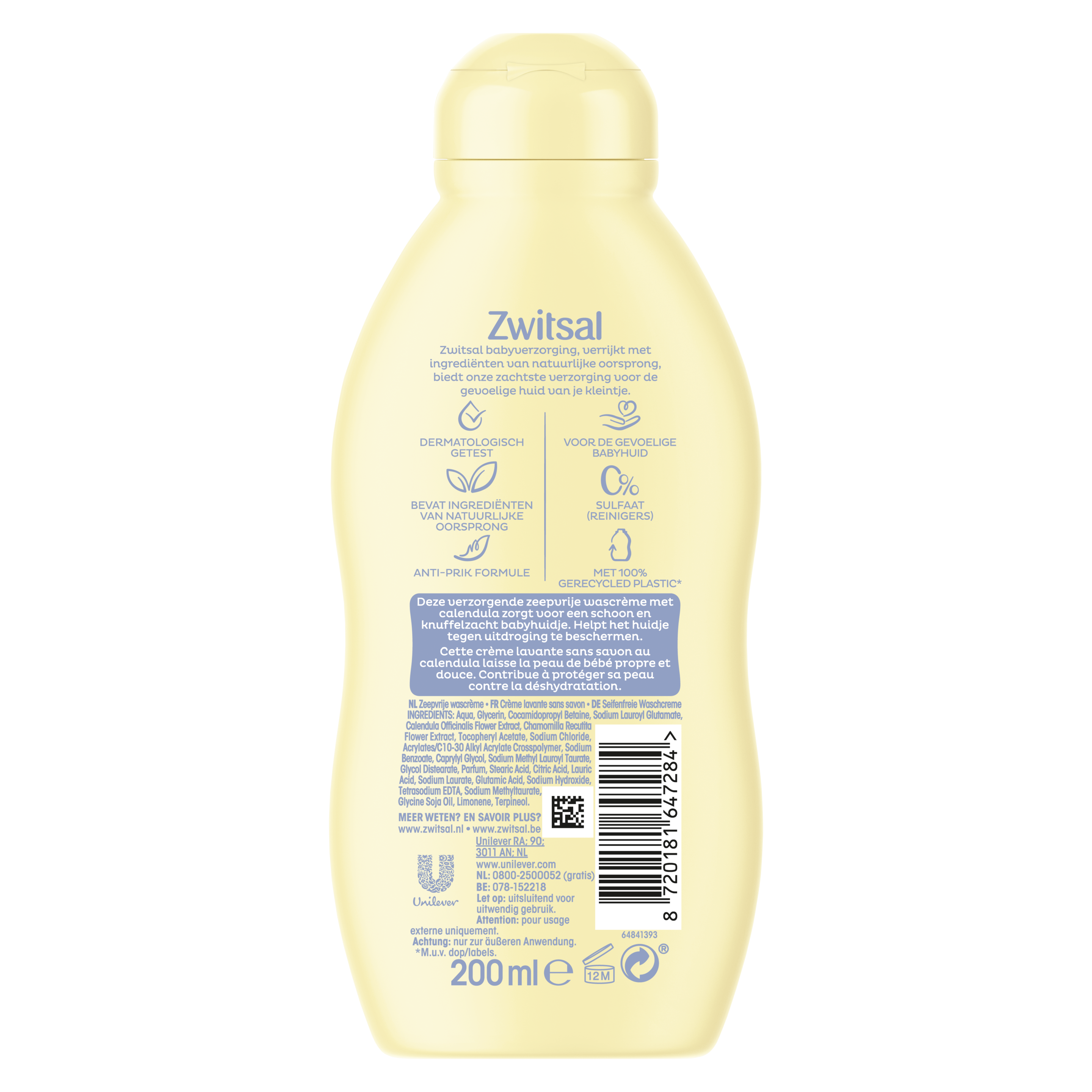 Zeepvrije Wascrème 200 ml