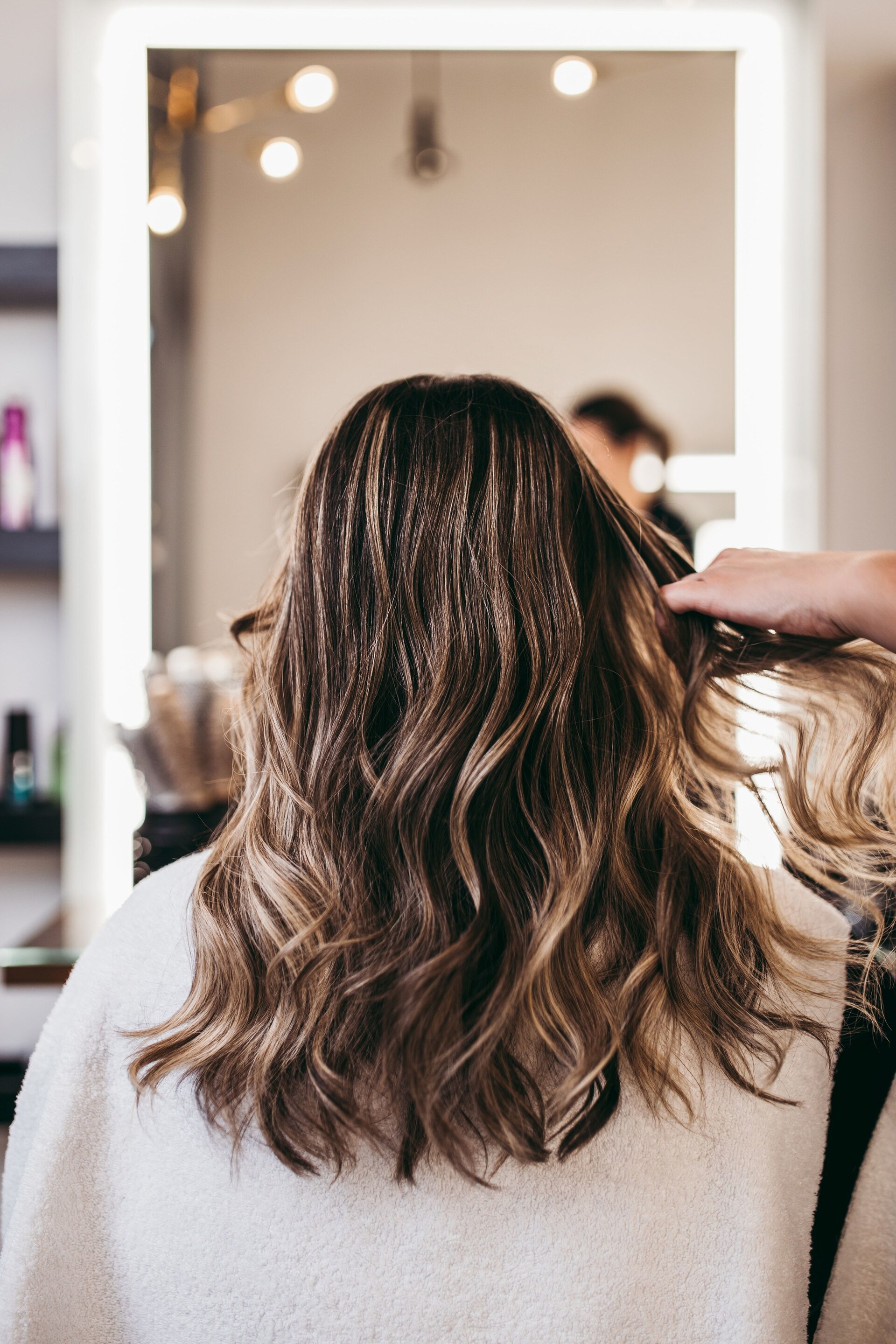Rich brown highlighted hair