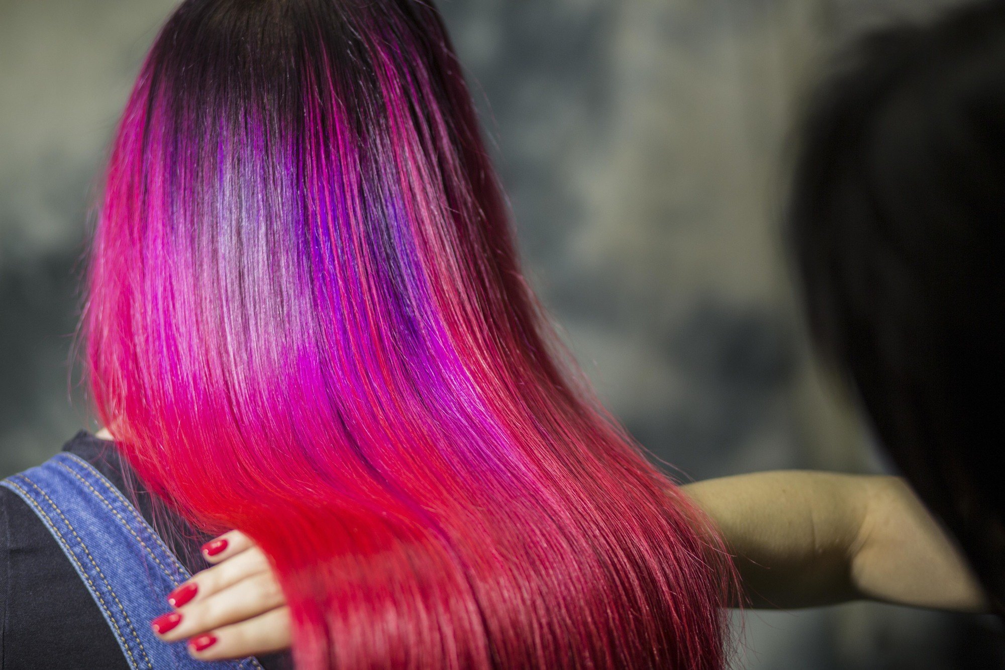 ombre hair pink purple dark roots