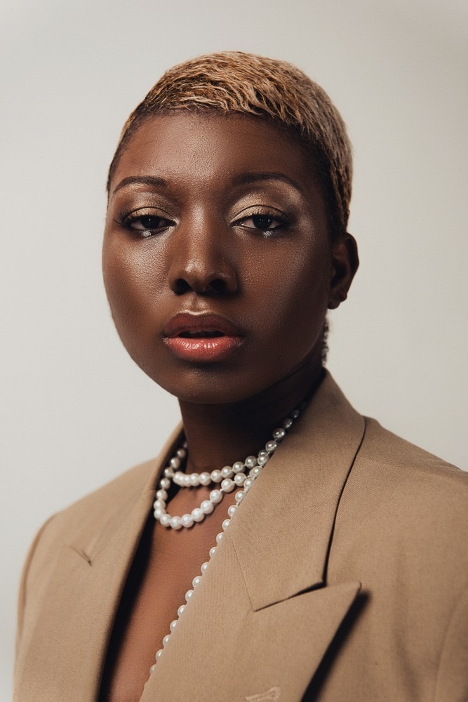 girl with a sleek pixie cut