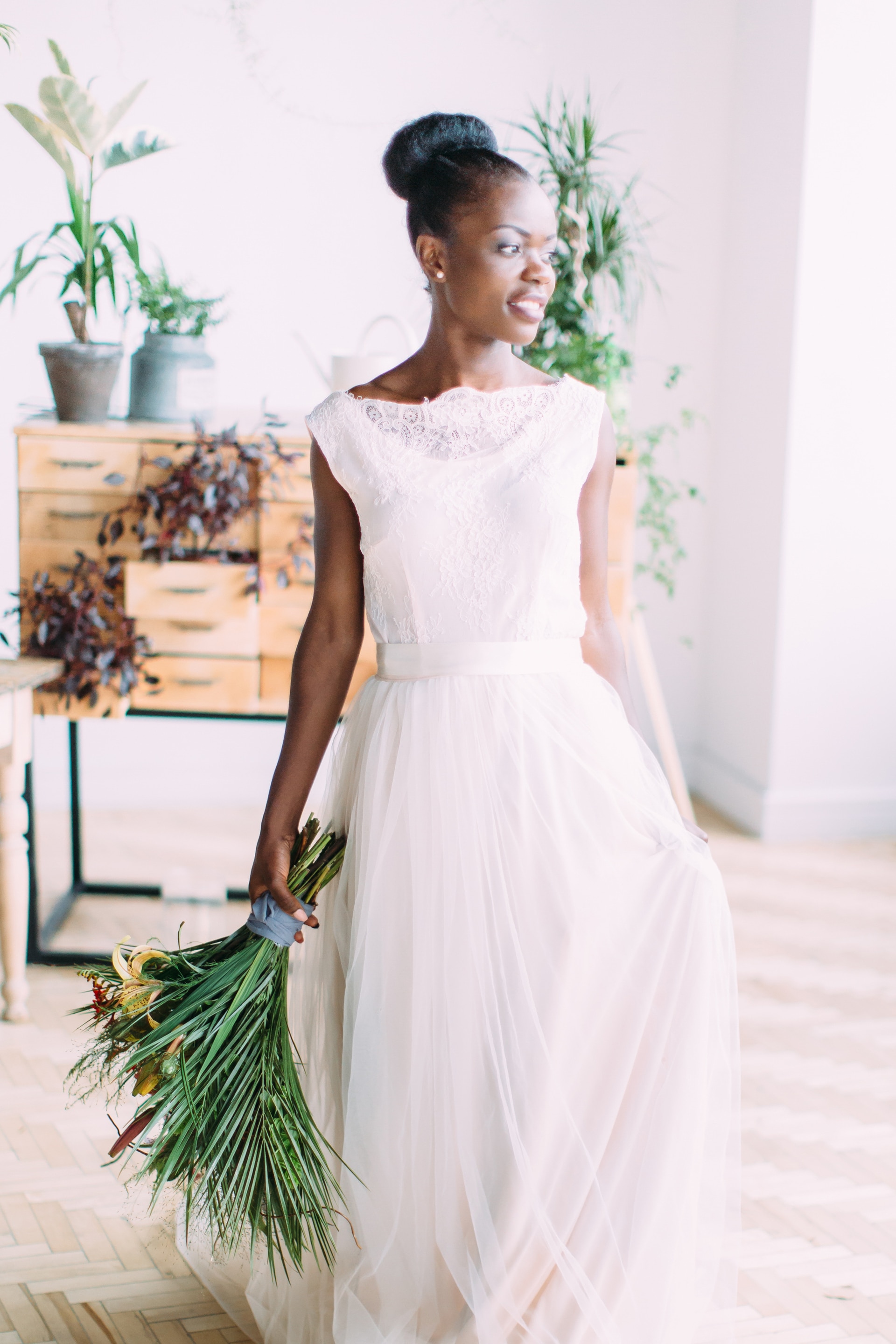 high bun updo wedding hairstyle