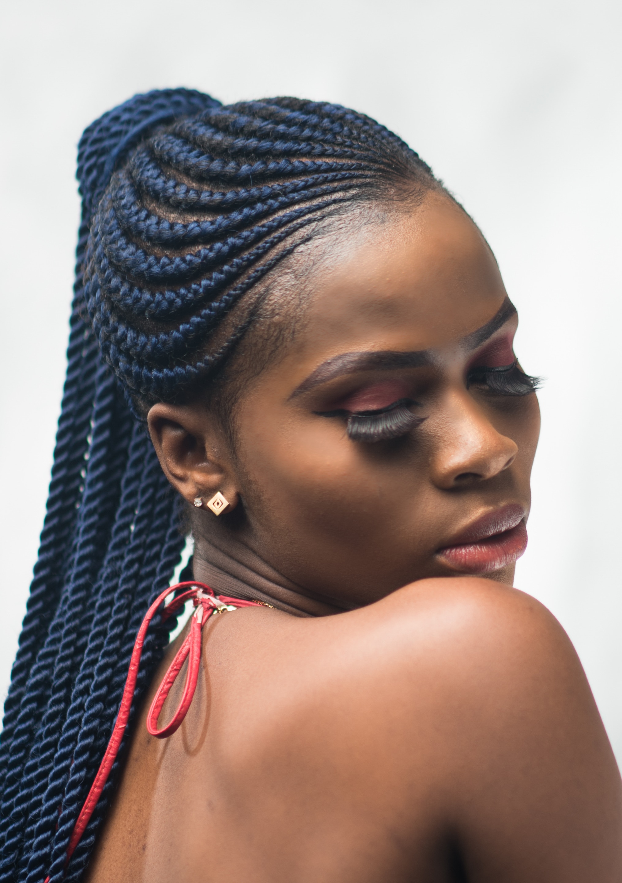 long cornrow braids high ponytail