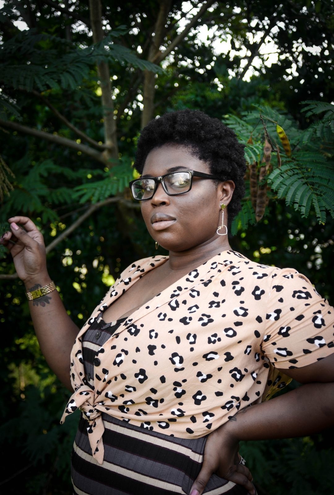 woman with a small afro hairstyle