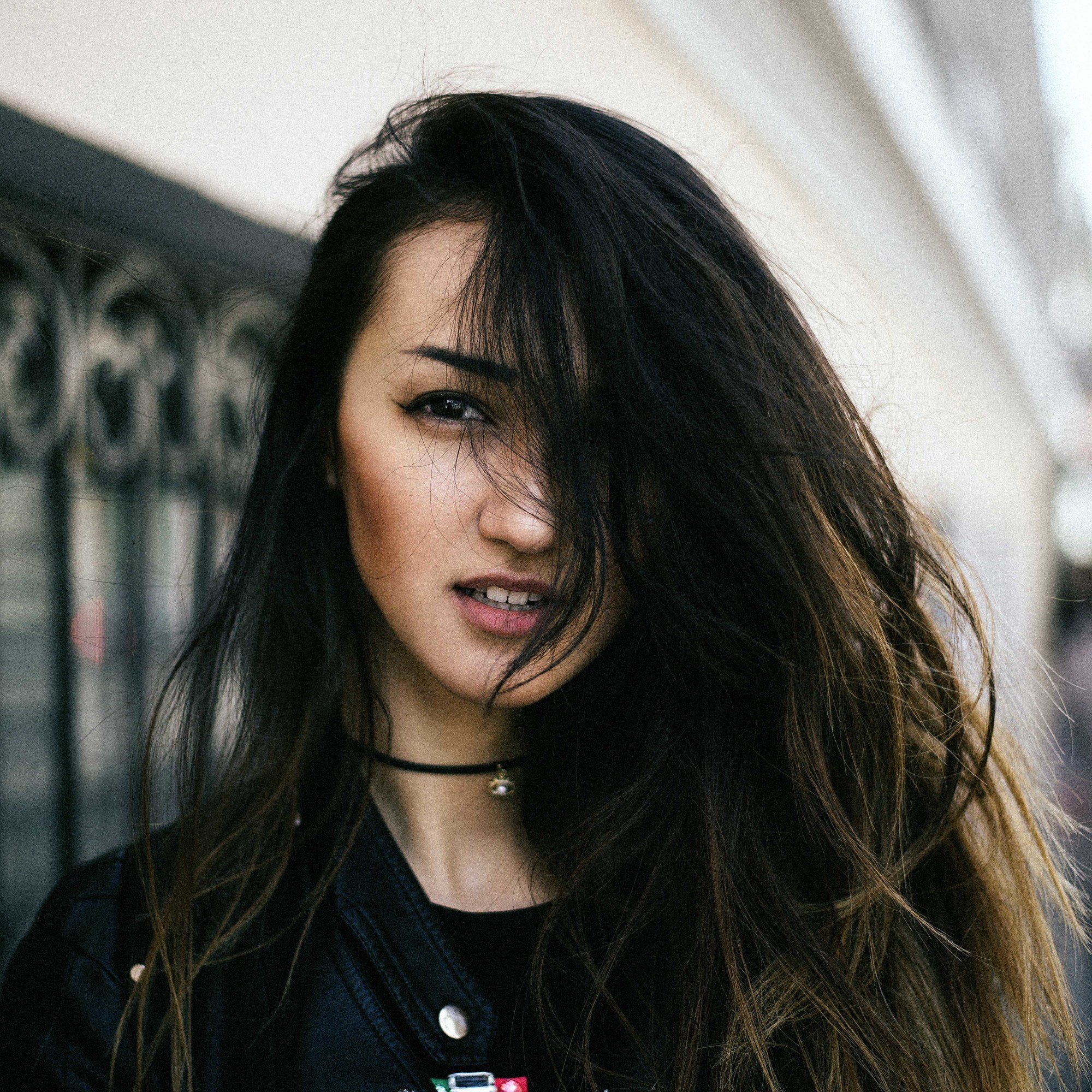 woman with dark hair and lowlights