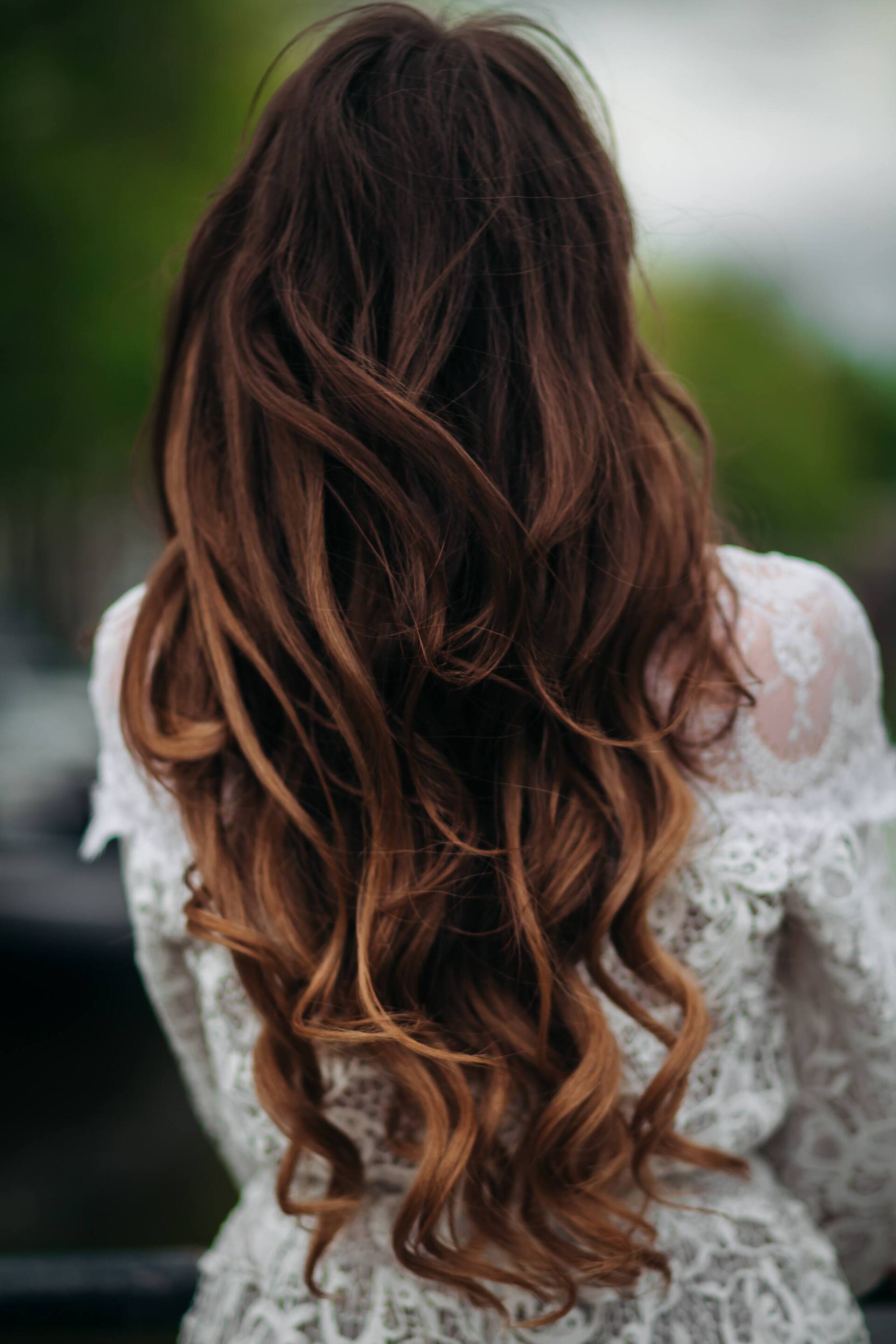 woman with long wavy hair