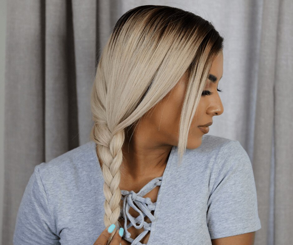 woman with blonde hair regular braid plait