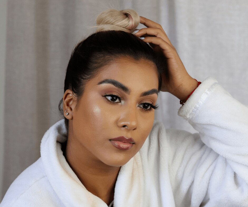 woman with blonde updo