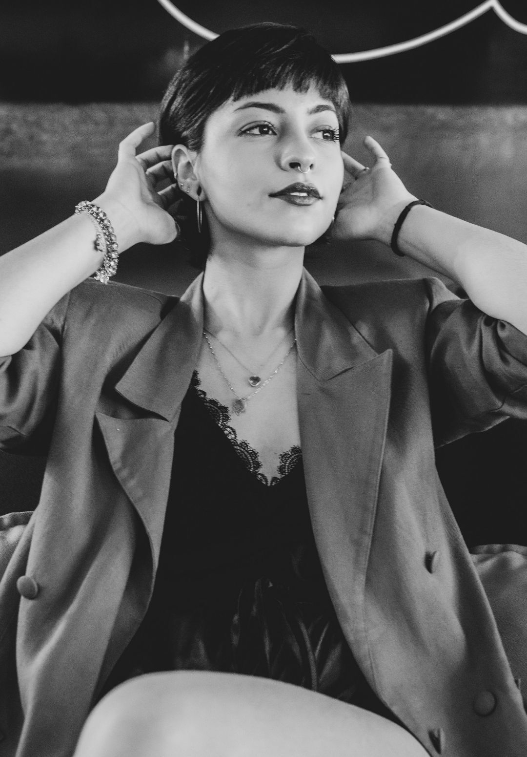 woman with a cropped fringe hairstyle
