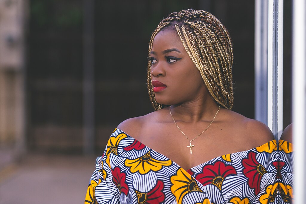 woman with Blonde and Brown Braids