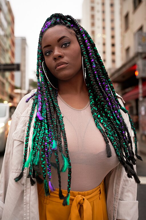 woman with Jumbo Box Braids