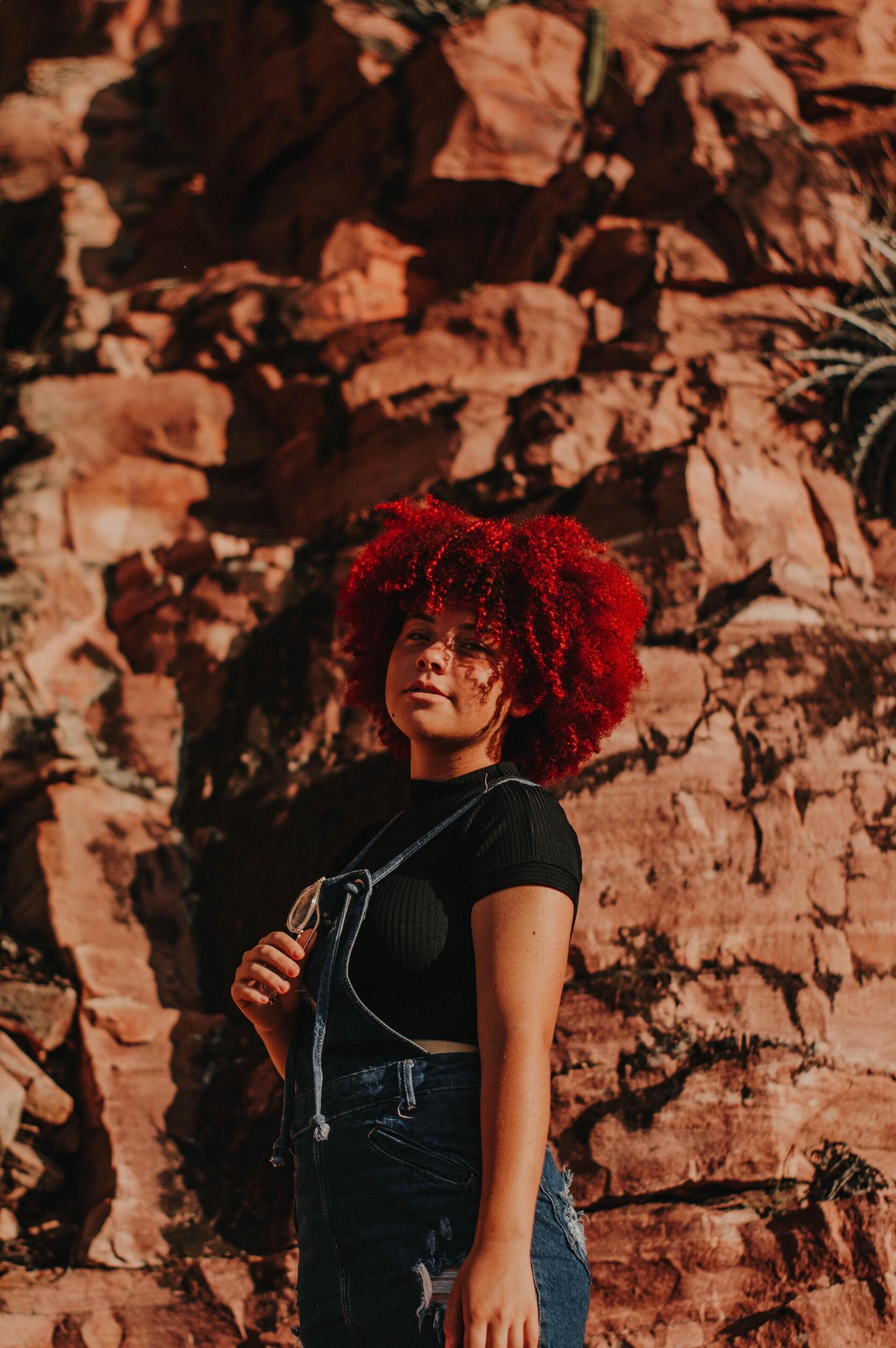 Woman with bright red curls
