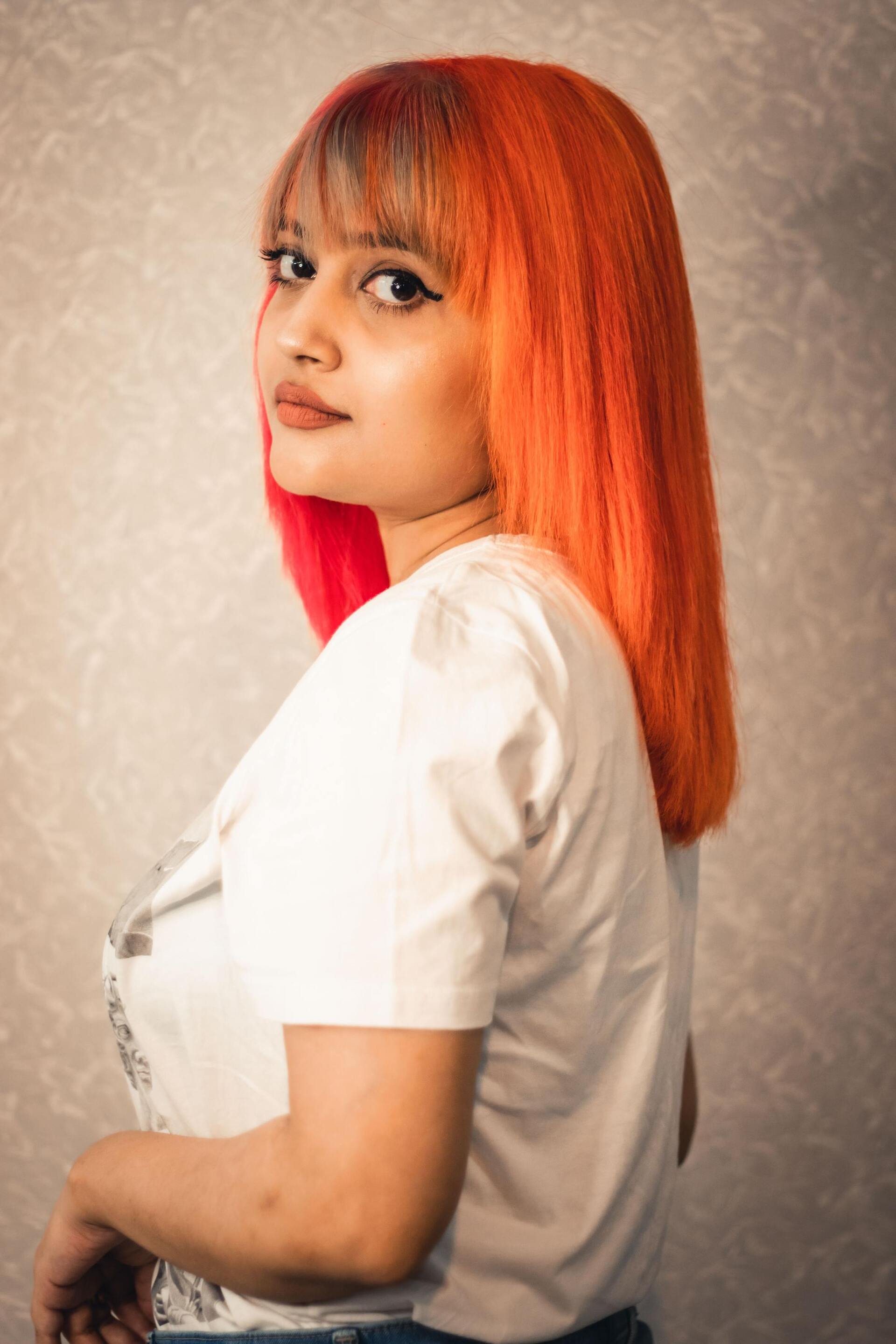 Woman with orange hair colour