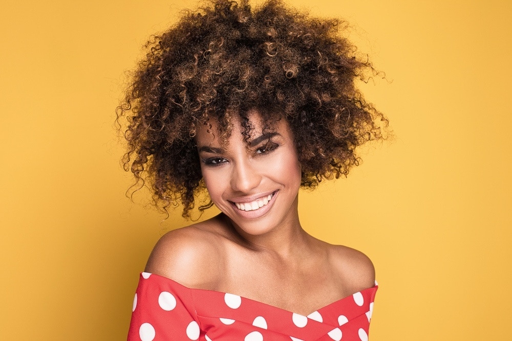 woman with voluminous natural hair