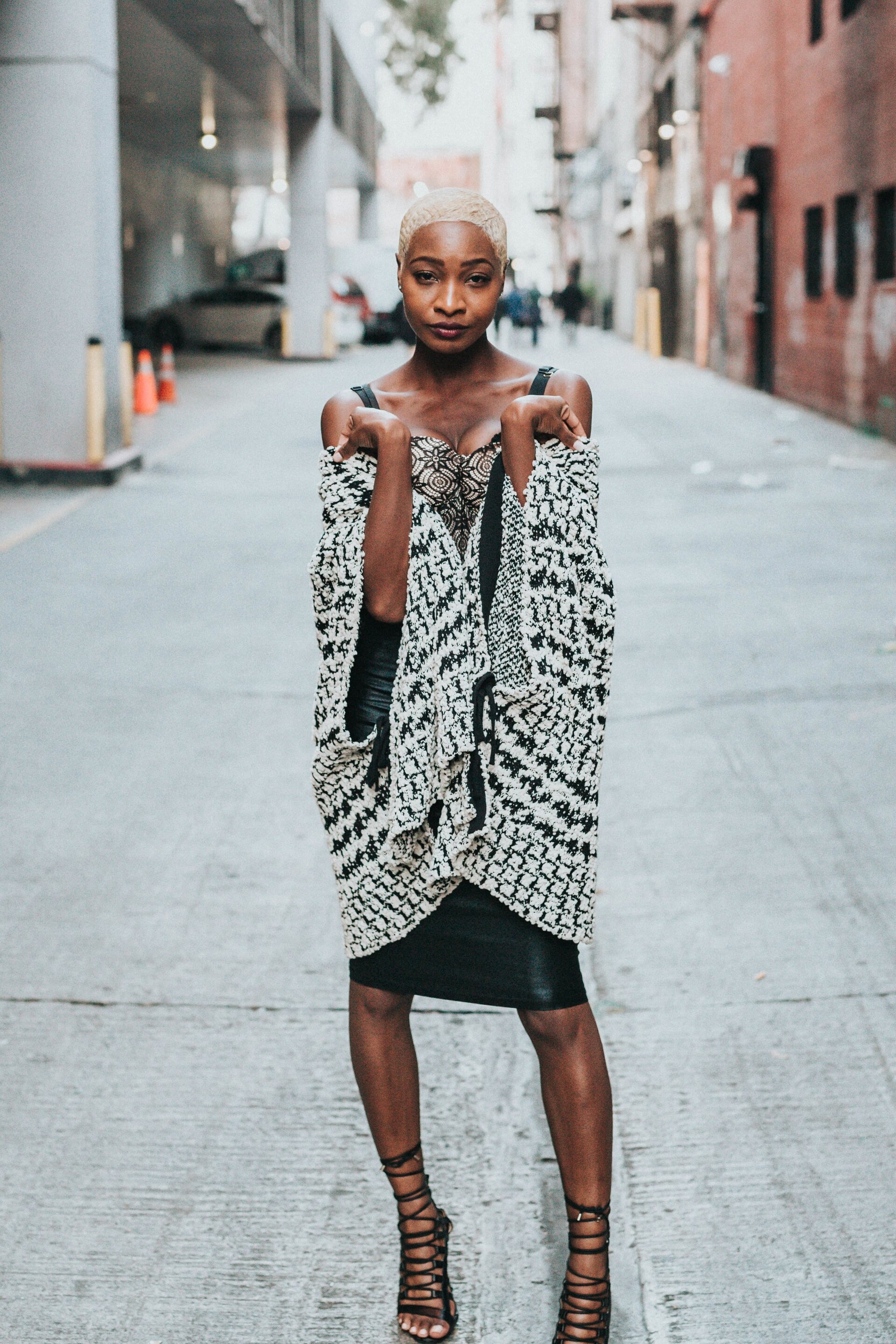 woman with blonde buzzcut hairstyle
