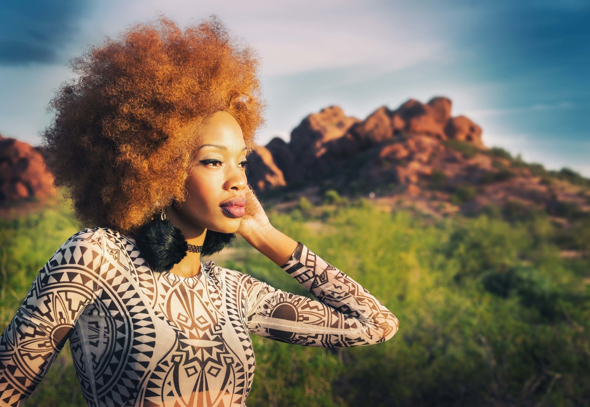woman with a ginger-colour afro