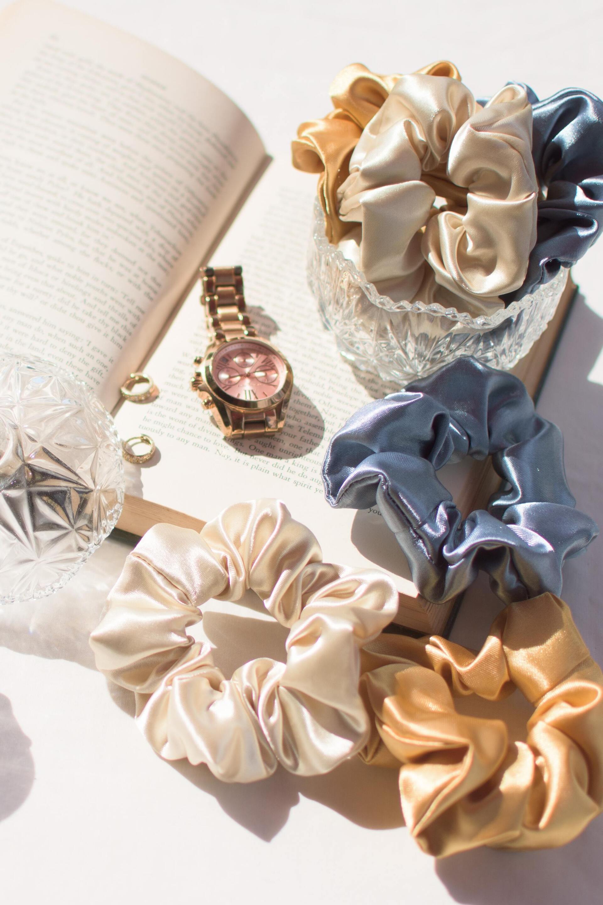 spring haircare routine: satin scrunchies