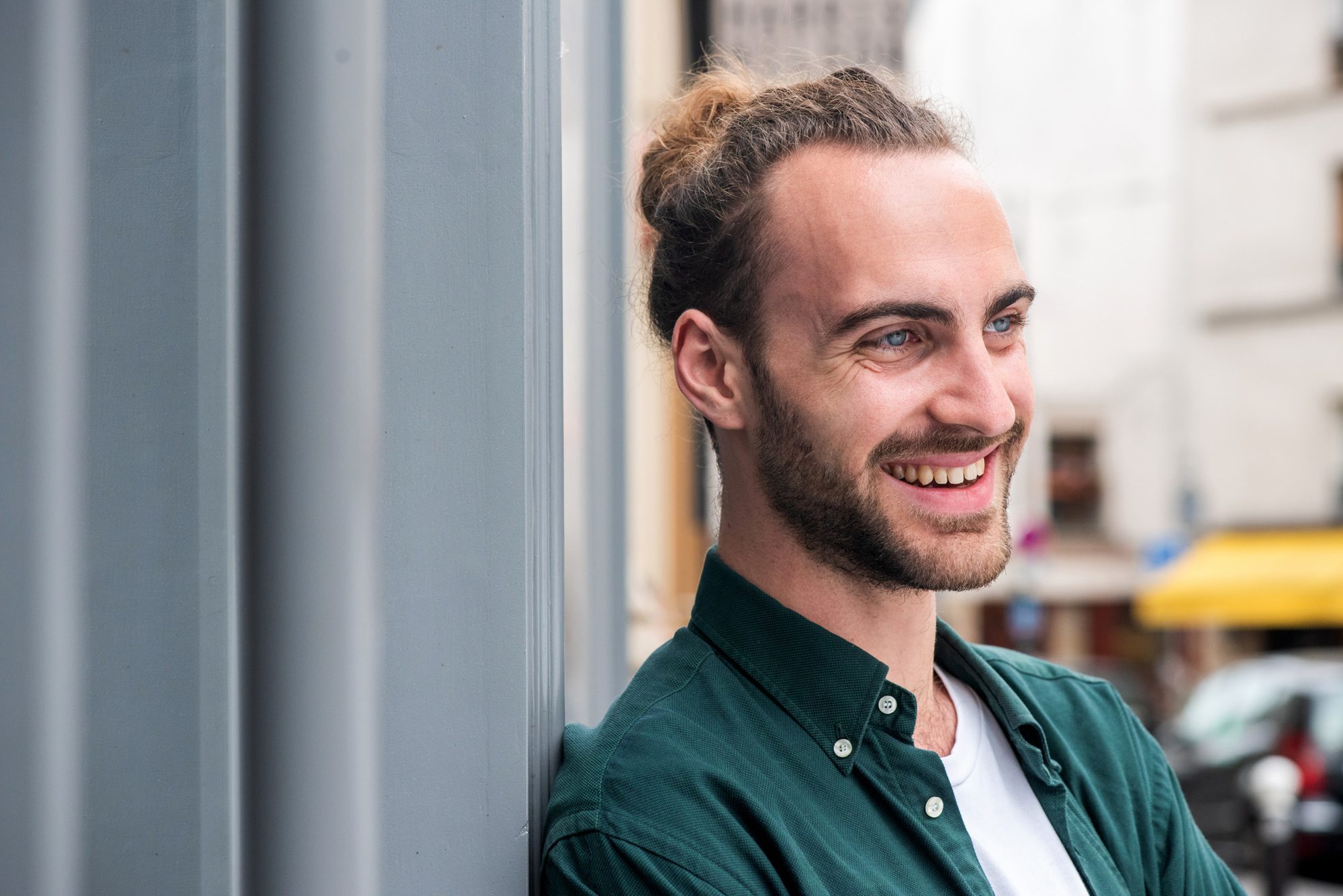 man bun with stubble
