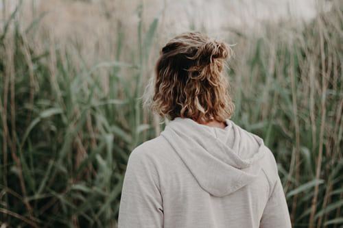 Half up half down man bun
