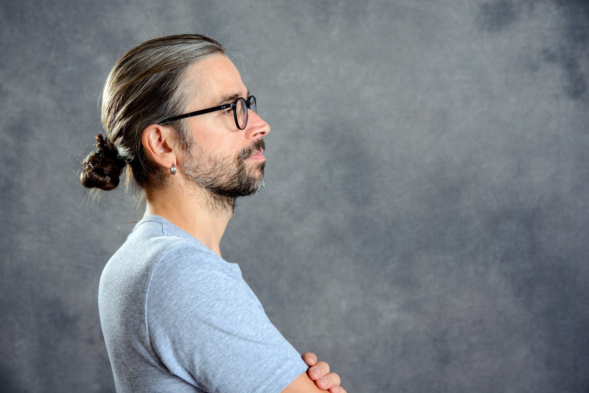 Grey beard and hair