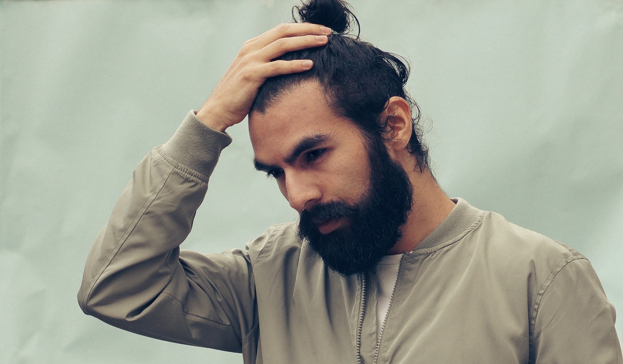Man bun with beard