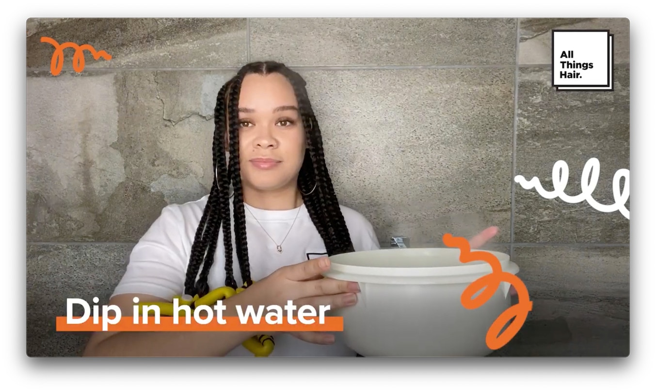 Dip braid curls into hot water
