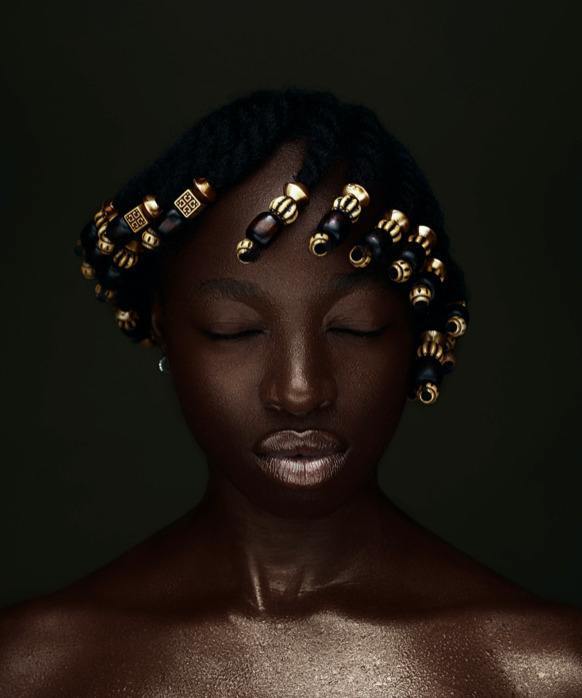 Braided fringe and bead hairstyle