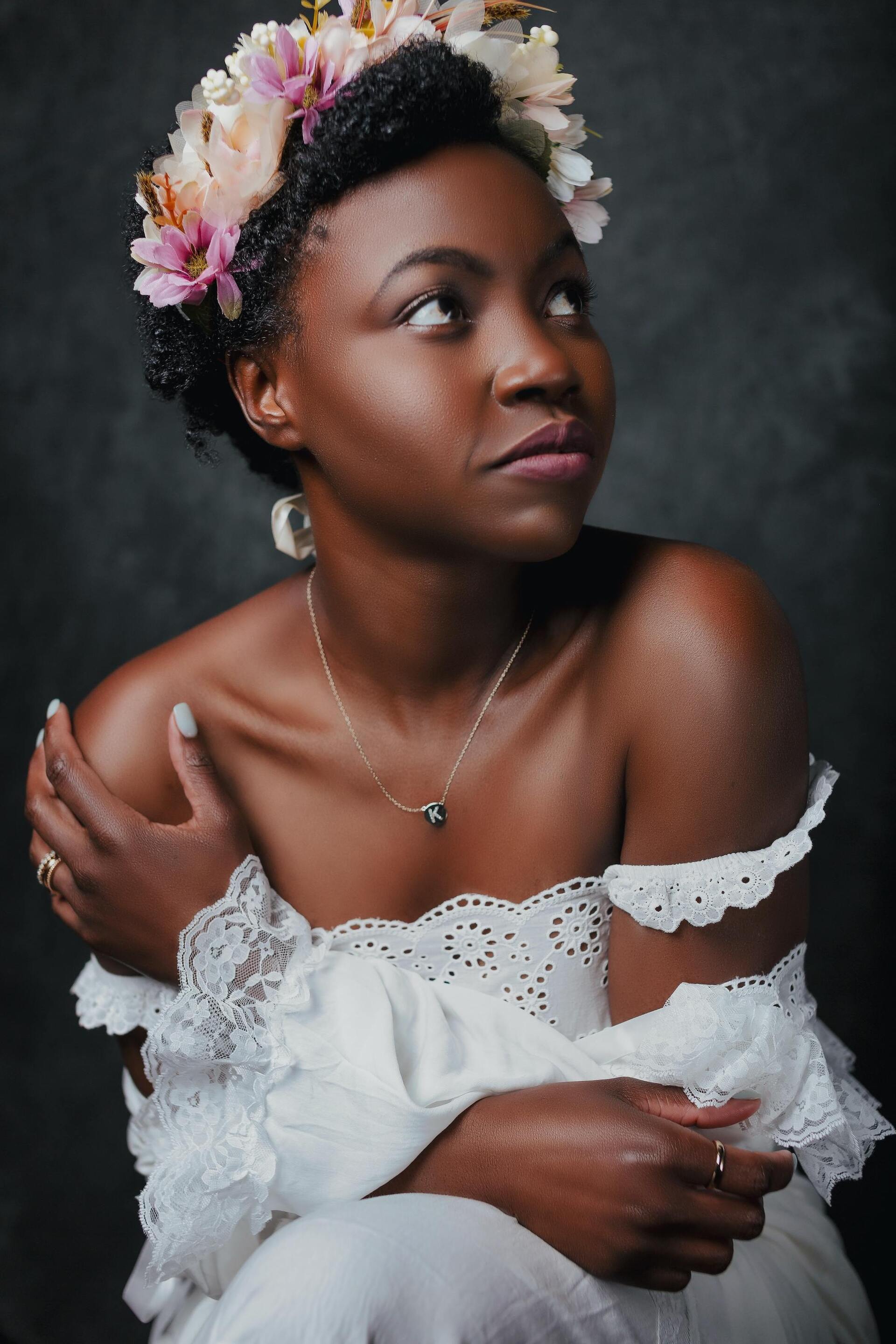 Full flower crown on natural hair