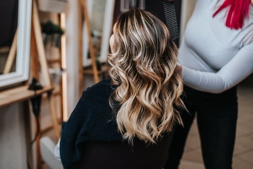 woman with golden balayage
