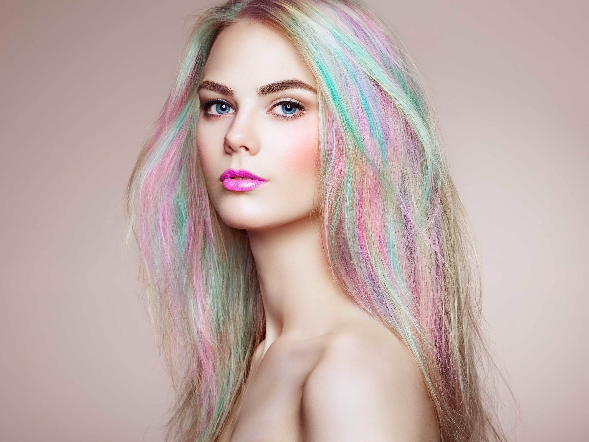 Pastel Pride colours: woman with pastel highlights
