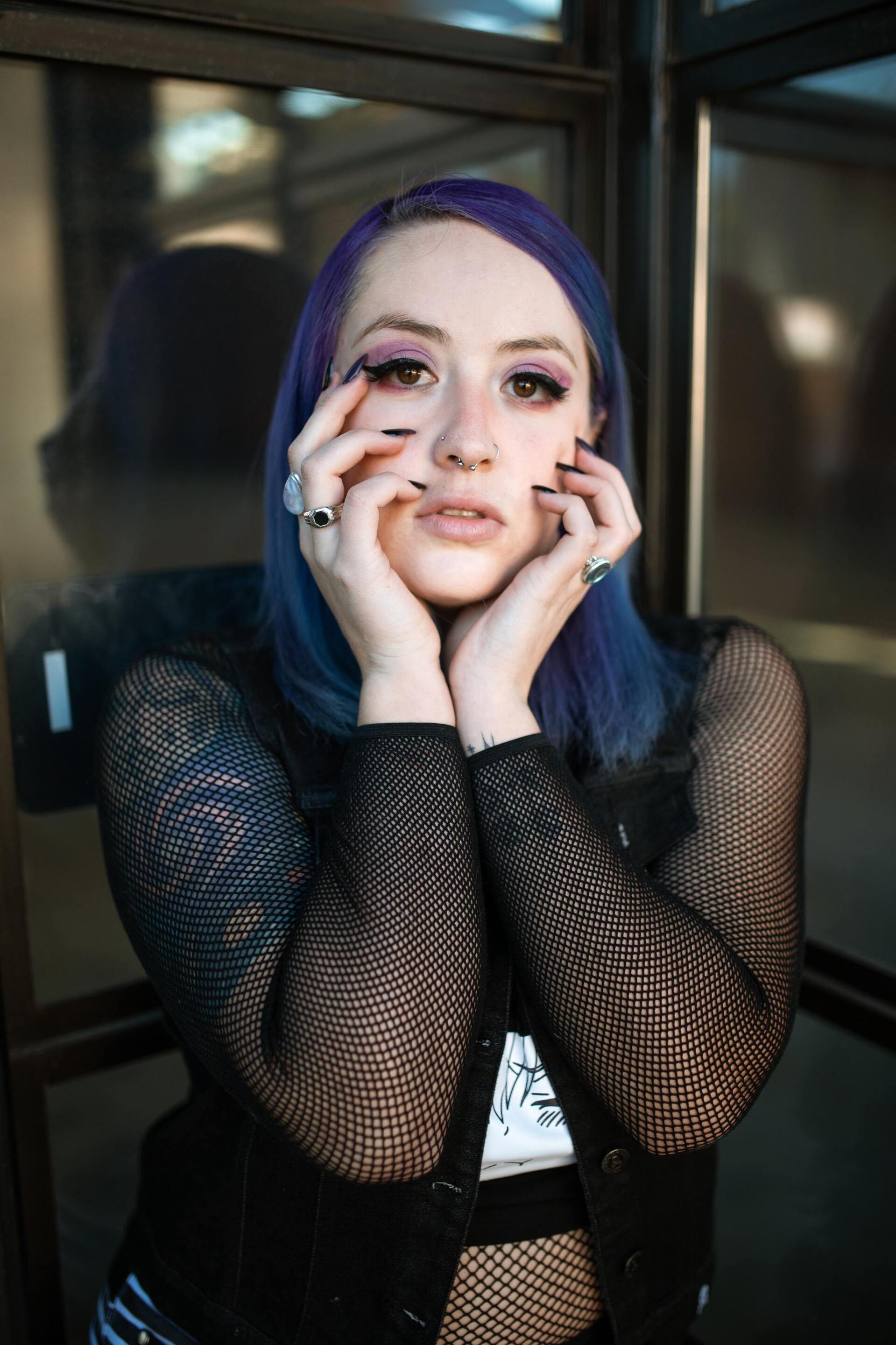 Cool toned hair colour: Shadow blue hair
