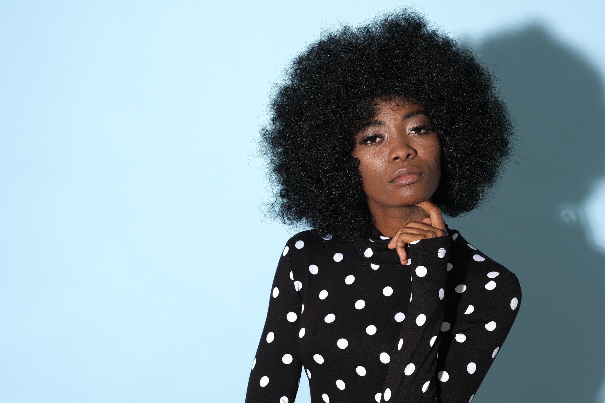 Hairstyles of great women: woman with a big natural hair afro